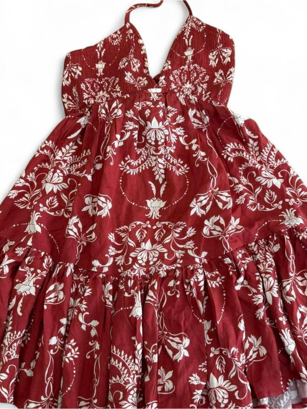 Windsor Red and White Floral Halter Dress
